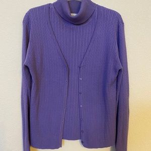 Turtleneck Top & Sweater Set - purple